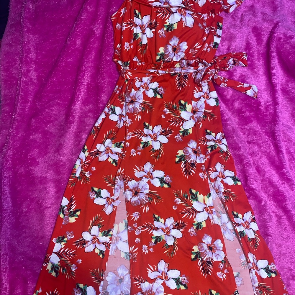 Floral Red Dress